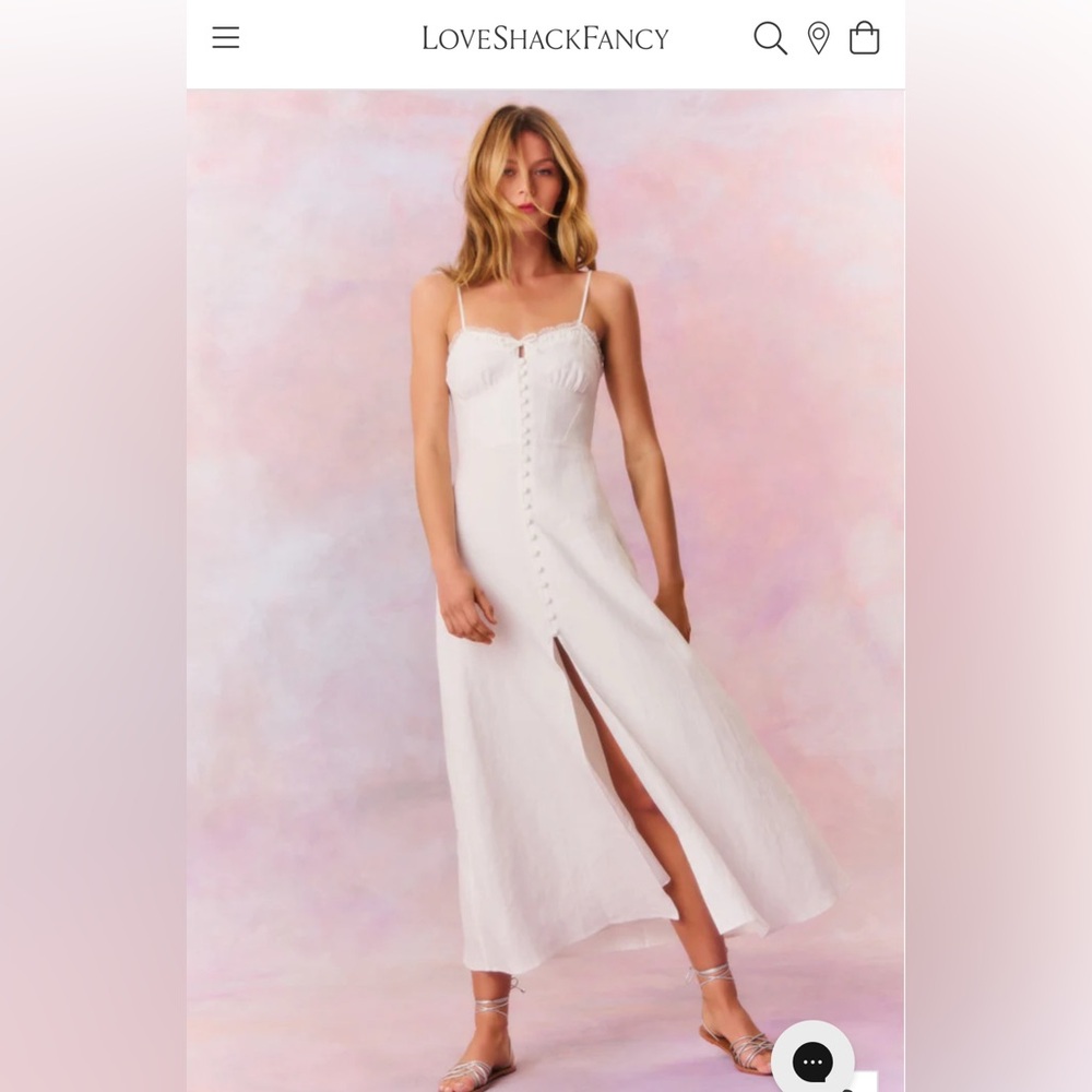 LoveShackFancy White Linen Linella Dress NWT Sz XS/S